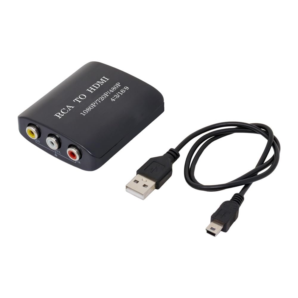 AINEX RCA to HDMI Converter, 1080p/720p/480p 60Hz 4:3/16:9 RCA to HDMI Converter, Support Aspect Ratio & Resolution Switching