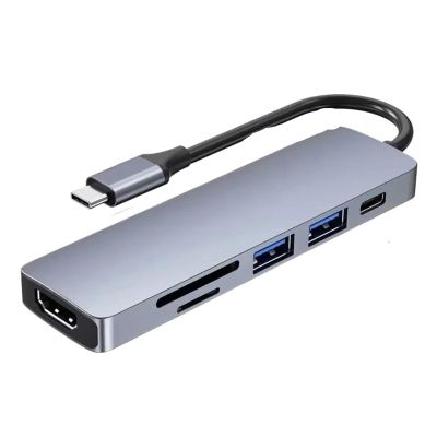 6-in-1 USB C Docking Stations TY>pe Hubs to HDMI 4K HD 3.0 SD TF PD 87W Splitter OTG Adapter for(6 in 1 Type C)