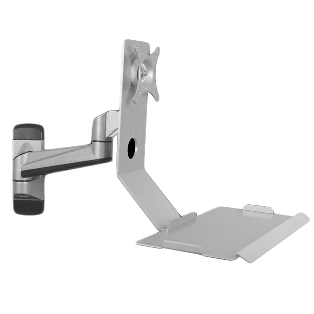 COYEUX Wall Mount Workstation, Monitor and Keyboard Wall Mount, Adjustable Angle, with Keyboard Tray 17.7/24.6 Inch, Fits 15-27 Inch Monitor, Opt for a Swivel Mount to Adjust Viewing Angles