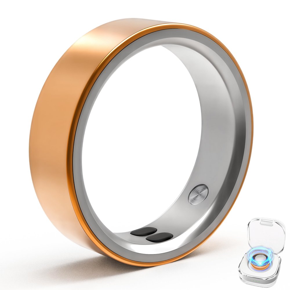 Smart Ring for Women Men,Sleep Tracking Wearable,Valentines Day Gifts,Fitness Tracker Ring with Step/Heart Rate/Blood Oxygen/Distance/Calorie,Clock Vibration,5ATM Waterproof, iOS&Android(Rose Gold7)