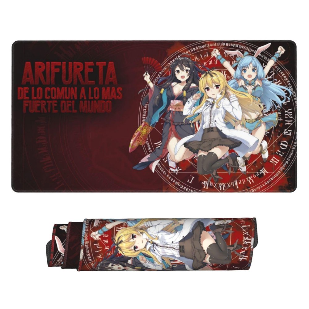Anime Arifureta Office Gaming Mouse Pad,Large Gaming Mousepad,Home Office Decor Waterproof Non Slip Rubber Stitched Edges Keyboard Extended Mat 16x29.5in