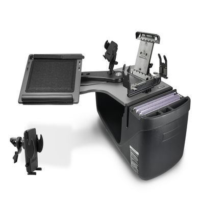 AutoExec Reach Desk Back Seat Grey with Phone Mount, Tablet Mount, Printer Stand and Phone Vent Clip
