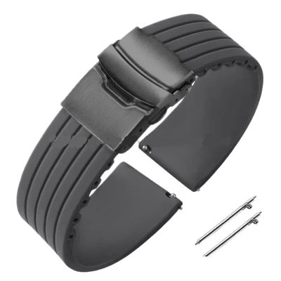 18mm 20mm 22mm 24mm Quick Release Silicone Watchband Rubber Sport Straps(Gray-Black,20mm)