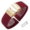 18mm 20mm 22mm 24mm Quick Release Silicone Watchband Rubber Sport Straps(DarkRed-Gold,20mm) view 1