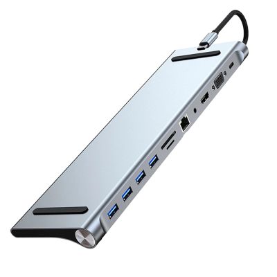 11 in 1 USB C Hub Triple Display with 4K HDMI-Compatible V/GA Ethernet USB C Dock for Pro/Air de*/ll Surface