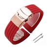 18mm 20mm 22mm 24mm Quick Release Silicone Watchband Rubber Sport Straps(Red-Rosegold,18mm) view 1