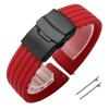 18mm 20mm 22mm 24mm Quick Release Silicone Watchband Rubber Sport Straps(Red-Black,18mm) view 1
