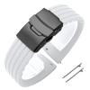 18mm 20mm 22mm 24mm Quick Release Silicone Watchband Rubber Sport Straps(White-Black,18mm) view 1
