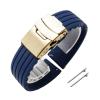 18mm 20mm 22mm 24mm Quick Release Silicone Watchband Rubber Sport Straps(Midnight Blue-Gold,18mm) view 1