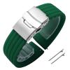 18mm 20mm 22mm 24mm Quick Release Silicone Watchband Rubber Sport Straps(Green-Silver,24mm) view 1
