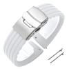 18mm 20mm 22mm 24mm Quick Release Silicone Watchband Rubber Sport Straps(White-Silver,18mm) view 1