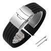 18mm 20mm 22mm 24mm Quick Release Silicone Watchband Rubber Sport Straps(Black-Silver,22mm) view 1
