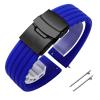 18mm 20mm 22mm 24mm Quick Release Silicone Watchband Rubber Sport Straps(Blue-Black,18mm) view 1
