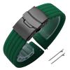 18mm 20mm 22mm 24mm Quick Release Silicone Watchband Rubber Sport Straps(Green-Black,24mm) view 1