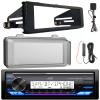 JVC KD-X38MBS Single DIN Marine Motorsports Bluetooth USB/AUX LED AM/FM SiriusXM Ready Stereo Receiver W/Stereo Install Kit + Weather Shield Receiver Cover, 12V Signal Reception Amplifier Booster Kit view 1