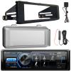 JVC KD-X560BT Single DIN Marine Bluetooth Motorsports USB/AUX AM/FM Radio Digital Media Stereo Receiver W/Stereo Install Kit + Weather Shield Receiver Cover, Signal Reception Amplifier Booster Kit view 1