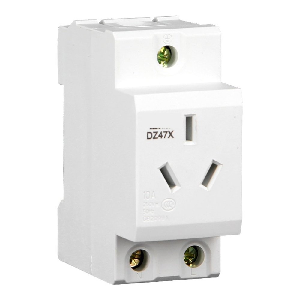 DZ47X Rail-Mounted Distribution Box Power Socket: 3-Prong 3-Hole 10A Modular AC30 Two- or Three-Prong Socket.