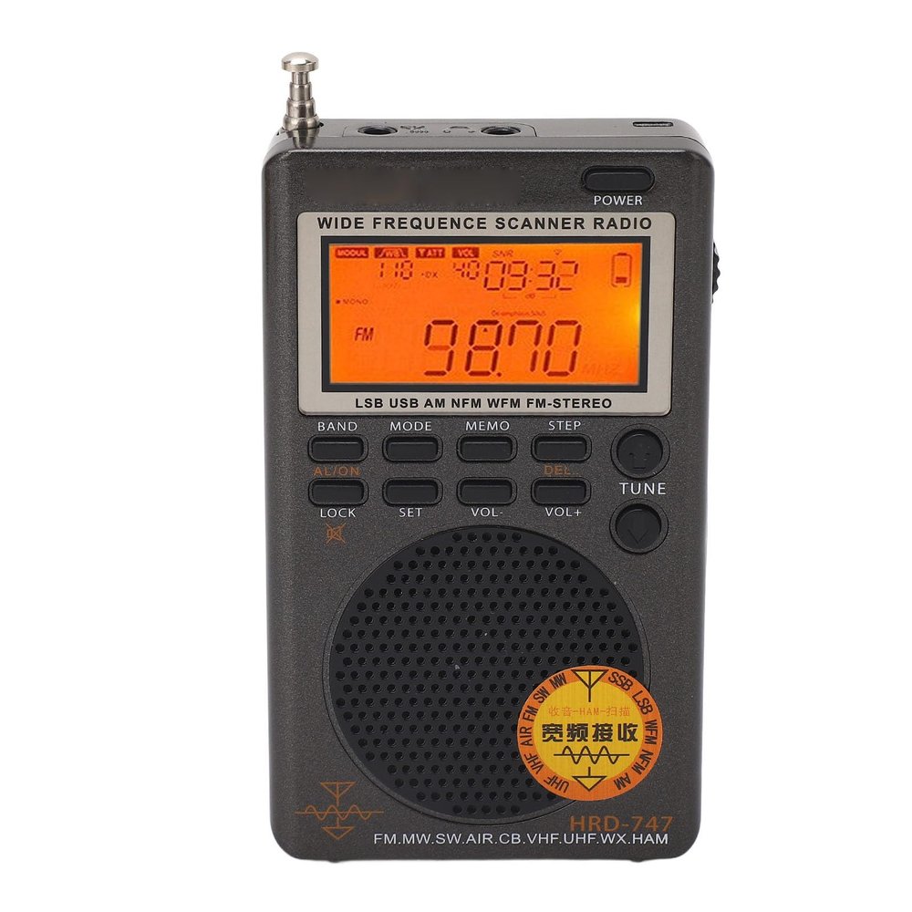 Qudinip Full Band, DSP Digital Radio with FM MW SW SSB LSB AIR CB VHF UHF WX Bands, Support 1000 Memory Storage, 8 1W Speaker, for Global FM Broadcast Reception