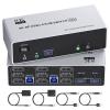 8K@60Hz Displayport KVM Switch 3 Monitors 2 Computers, 4K@120Hz Triple Monitor KVM Switch for 2 Computers Sharing 3 Monitors, Keyboard, Mouse,with 2 USB3.0 Cables,Controller and Power Adapter view 1