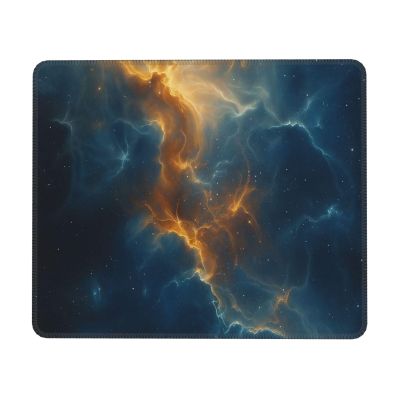 Pretty Blue Yellow Nebula Mousepad Rubber Lock Edge Printing Non-Slip Mousepad 7 x 8.6 in