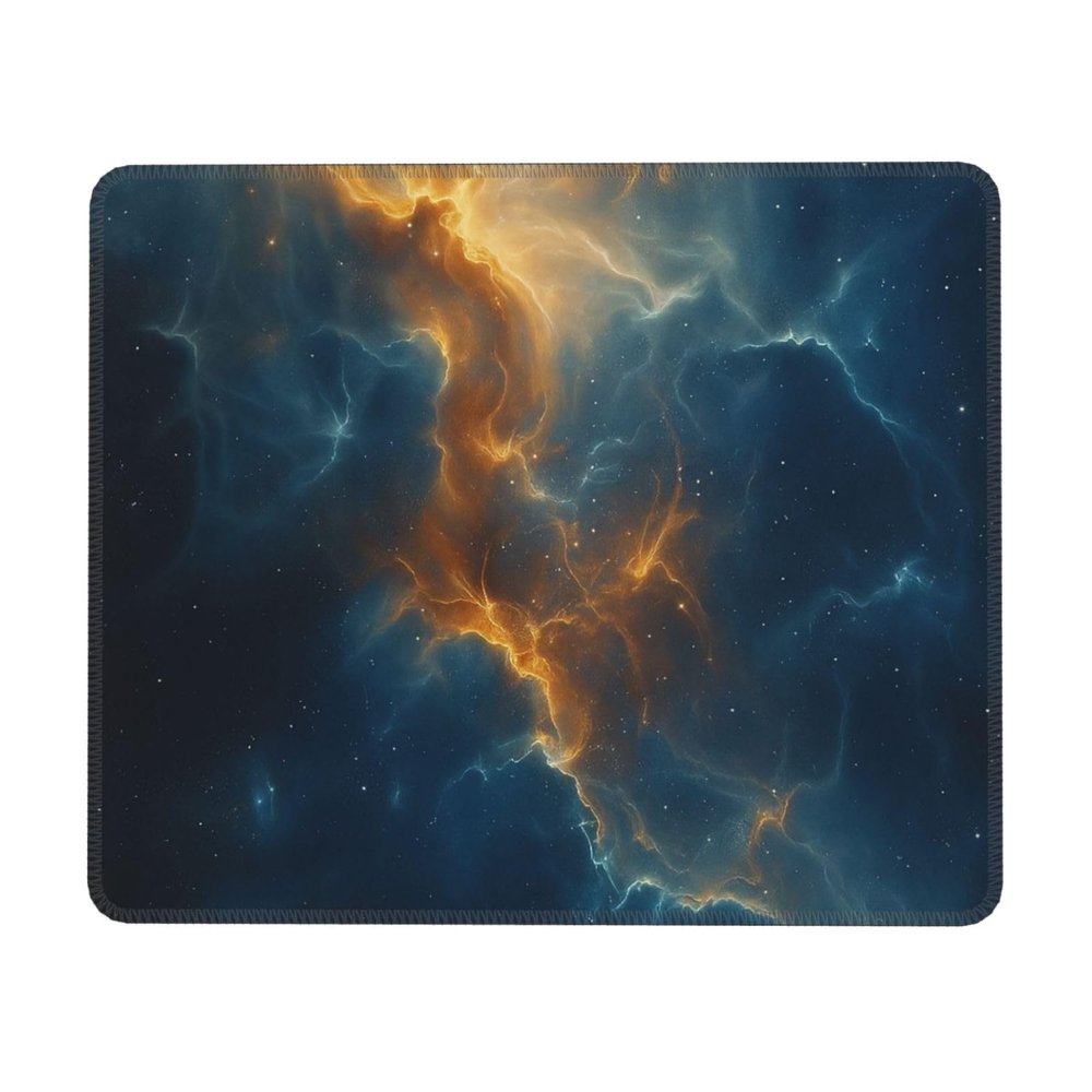 Pretty Blue Yellow Nebula Mousepad Rubber Lock Edge Printing Non-Slip Mousepad 7 x 8.6 in