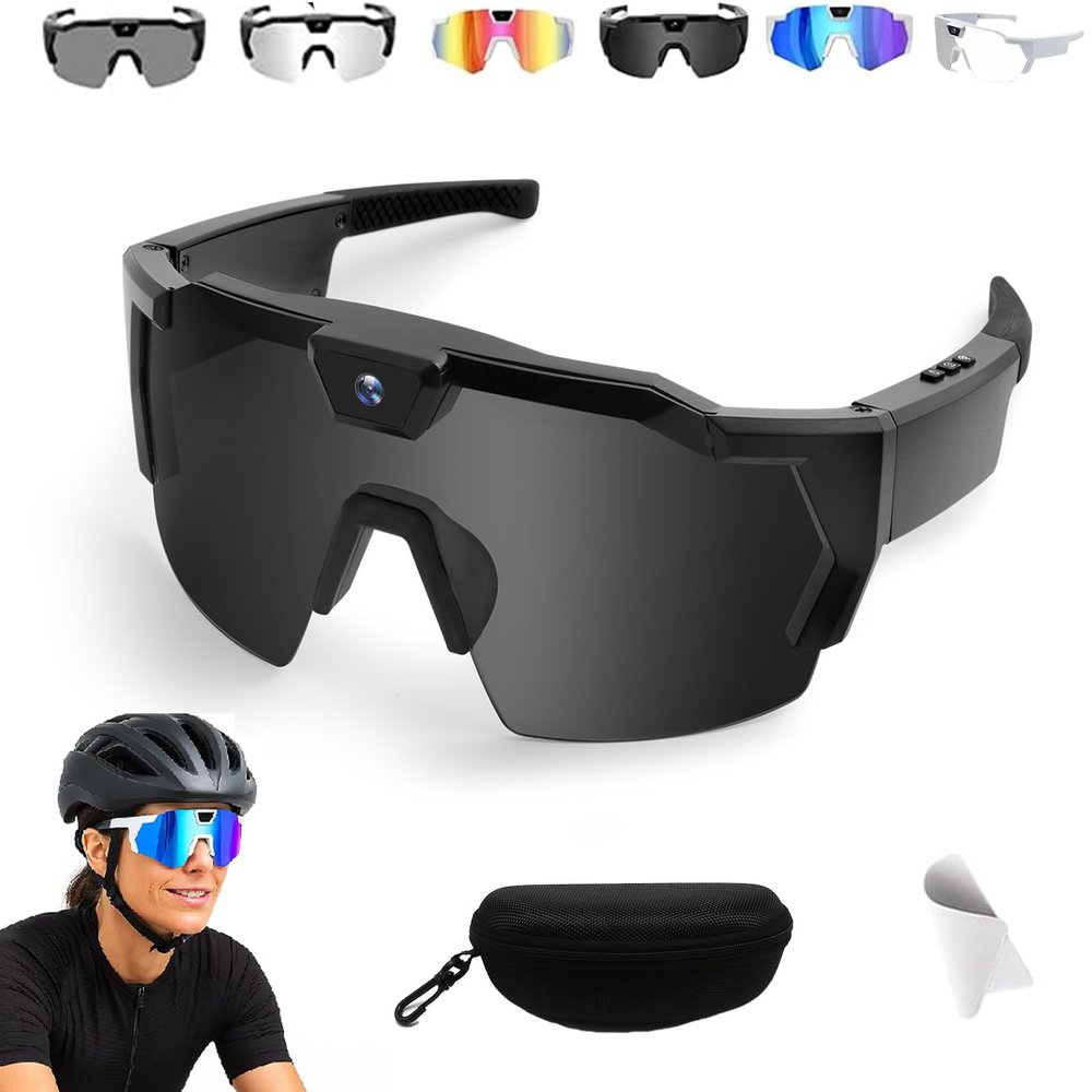 4k HD POV Baseball Glasses with Camera, 2026 Upgrade Smart Baseball Recording Glasses, Unisex for Cycling Hiking (E)