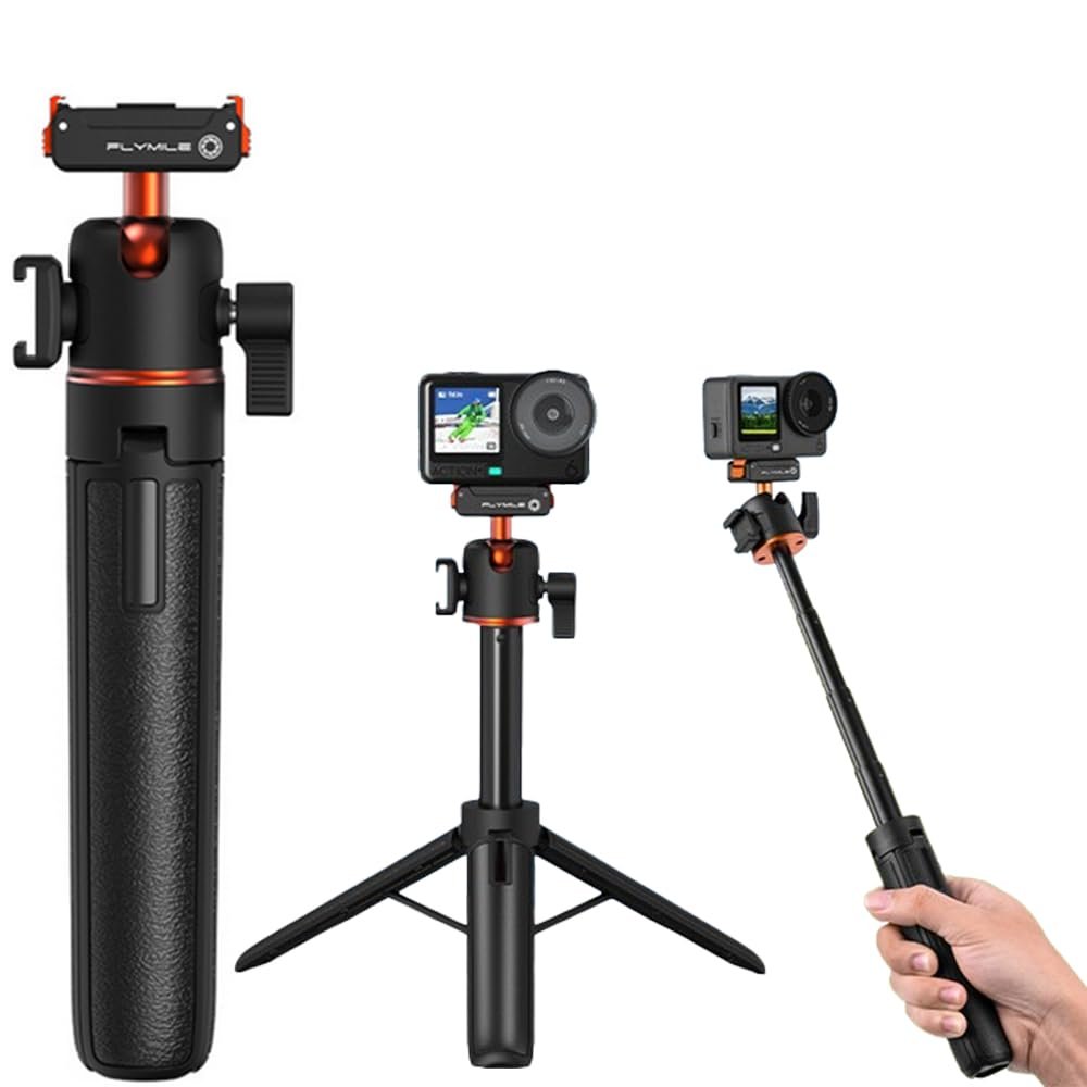 XYYORITRIX Mini Extension Rod for Osmo Action 6/Osmo Nano CameraMagnetic Quick-Release Mount 360 Rotation Ball Head Four-Section telescoping Lightweight Portable Features a Cold Shoe Mount