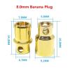 10pair/lot 2.0/3.0/3.5/4.0/5/5.5/6/6.5/8mm Gold Bullet Banana Connectors(8.0mm 10 Pairs) view 2