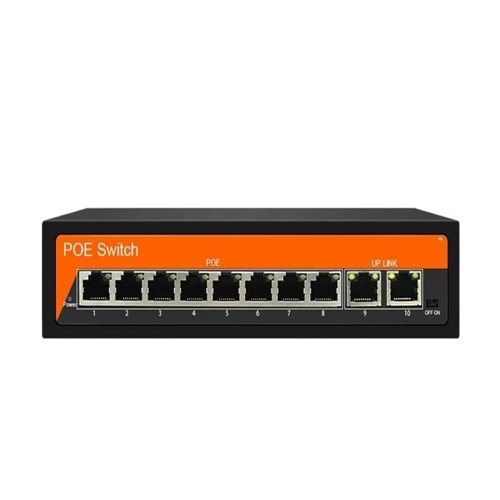 48V 8/16-port POE Switch Ethernet 10/100Mbps 802.3af/at(8 Ports PoE)