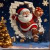 3D Santa Stickers, Santa Claus Breakthrough Wall Sticker, Removable Christmas Creative Decals, Large 3D SantaClaus Sticker Peel and Stick, Festival Decoration (B-14in*12in-3set) view 2