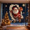 3D Santa Stickers, Santa Claus Breakthrough Wall Sticker, Removable Christmas Creative Decals, Large 3D SantaClaus Sticker Peel and Stick, Festival Decoration (B-14in*12in-3set) view 3