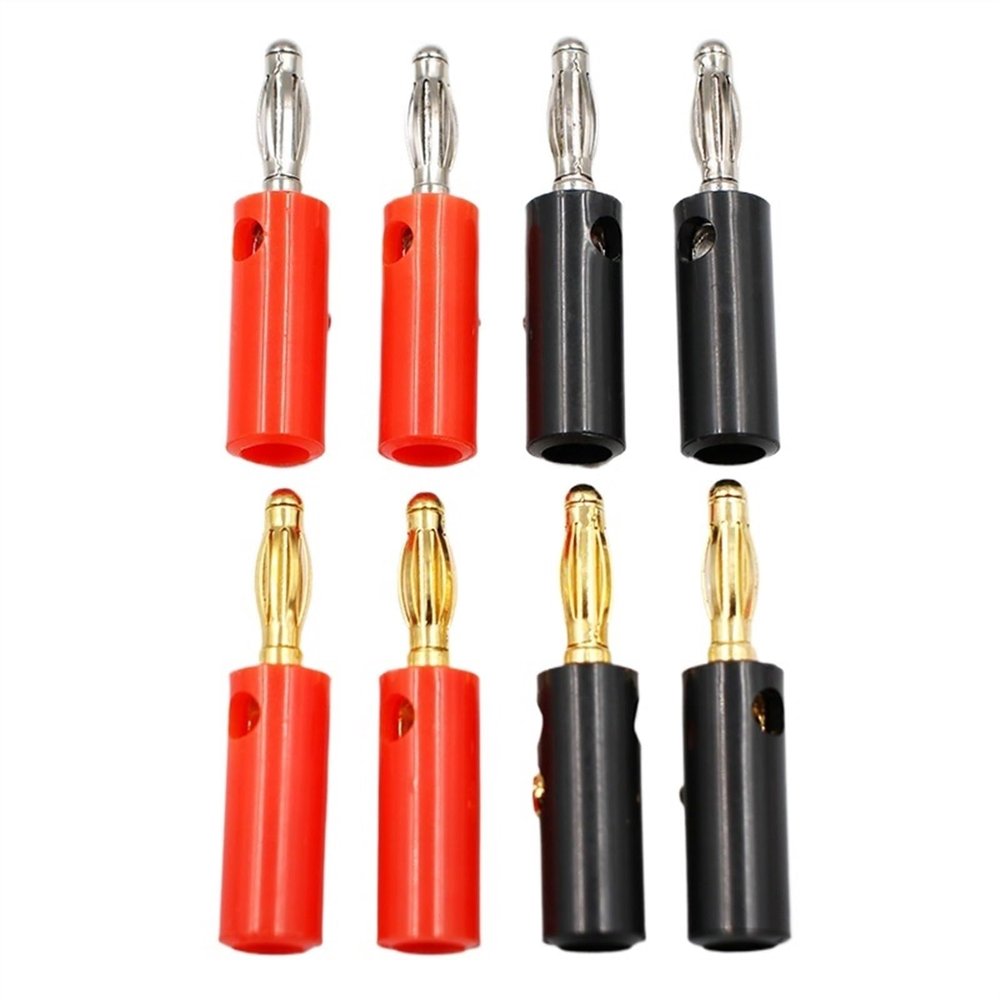 10pcs Audio Speaker Screw Banana Gold Plate Plugs Connectors 4mm Black Red(10pcs Black)