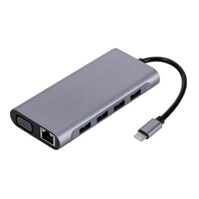 11-in-1 4K USB C 3.0 HUB TY>pe to HDMI-Compatible Adapter Dock PD 87W Splitter for Pro Air