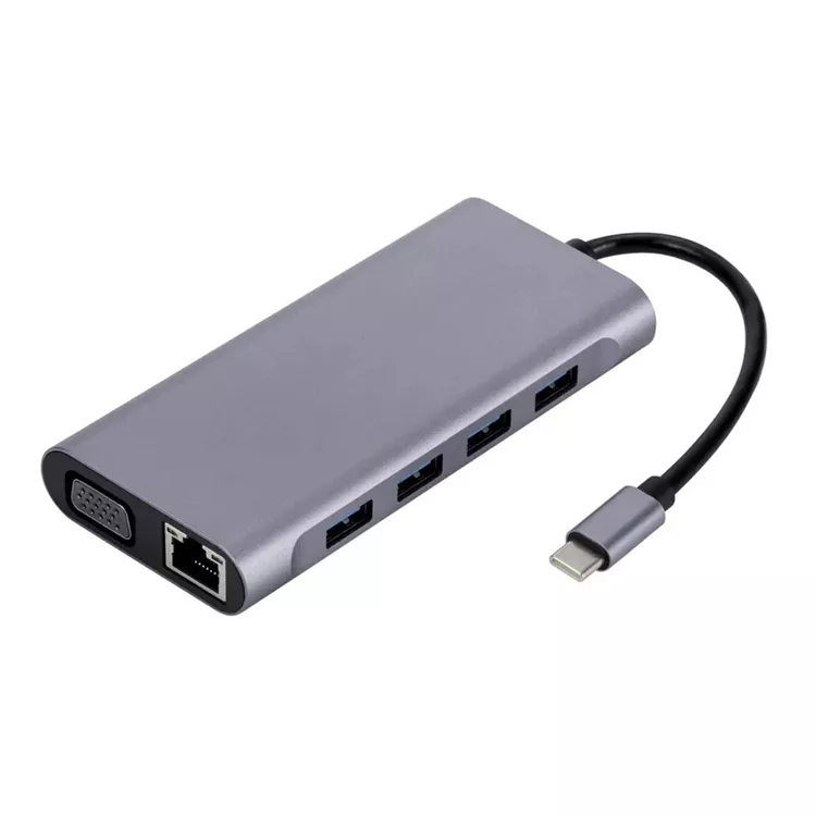 11-in-1 4K USB C 3.0 HUB TY>pe to HDMI-Compatible Adapter Dock PD 87W Splitter for Pro Air