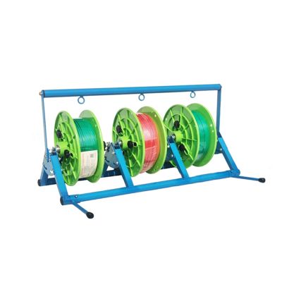 Foldable Wire Spool Rack,Portable Cable Dispenser,Heavy-duty Automotive Wiring Storage,with 3 Independent Spools,30kg Load Capacity(Blue,69x34x82cm)