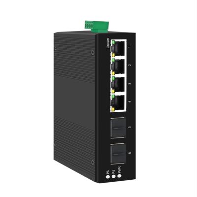 Industrial-Grade PoE Switch, 4/8 Ports, 10/100/1000Mbps + 2 Gigabit SFP Slots, DIN-Rail Mount(ONT-GYP3204S-GFM)