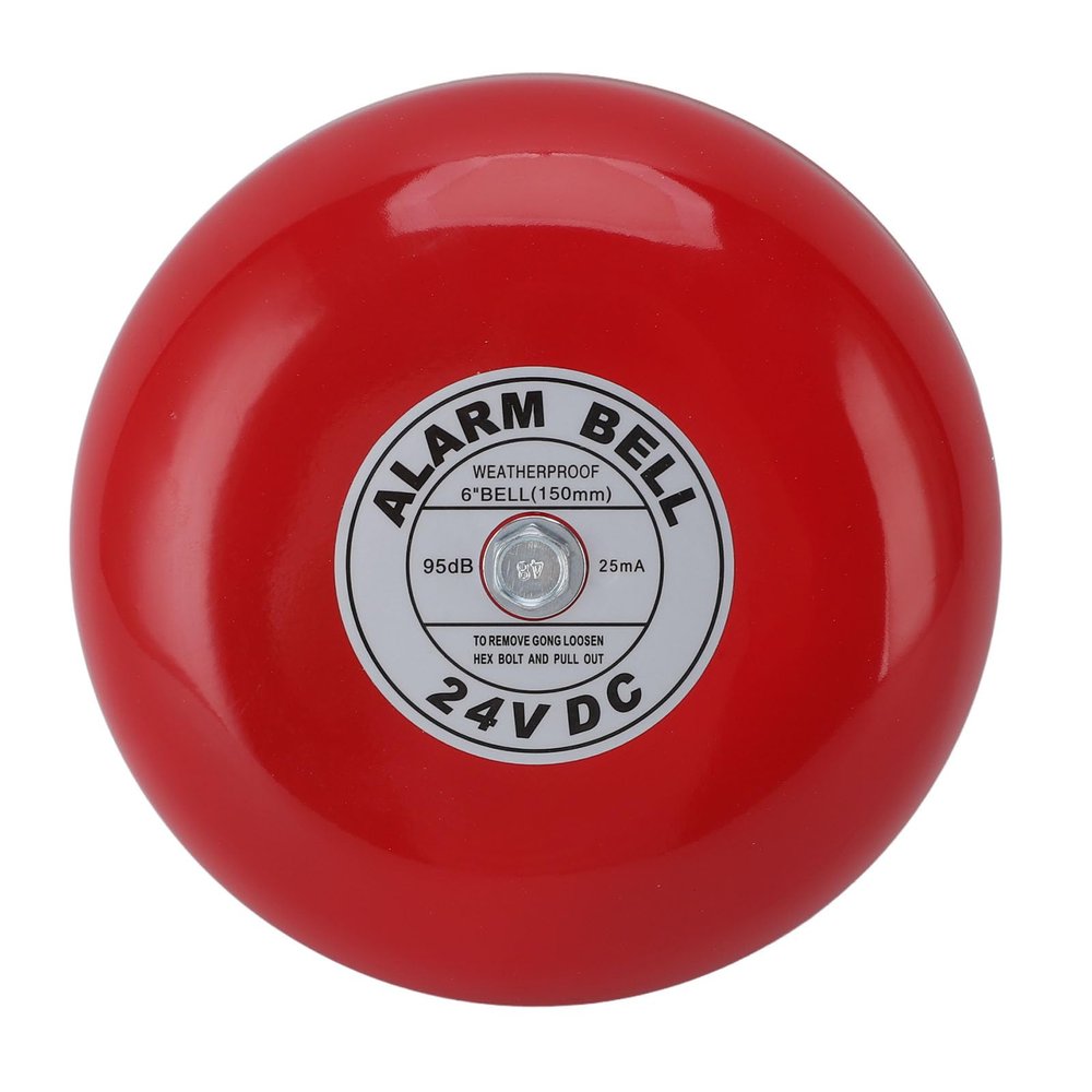 6in Fire Alarm Bell Portable Aluminum Alloy 24V Wired Power 95db Loud Security Ringing Bell for School Home Factory