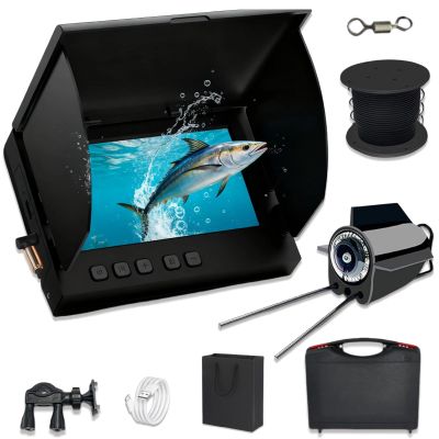 Underwater Fishing Camera, Portable HD 1080P Ice Fishing Camera with 30m/98ft Cable, Infrared Night Vision Wide Angle Fish Finder for Ice Lake Boat Kayak (5in,50m)