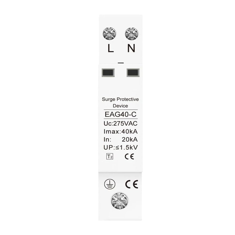 1P+N AC SPD 20KA~40KA 275V House Surge Protector Protection Protective Low-Voltage Arrester Device
