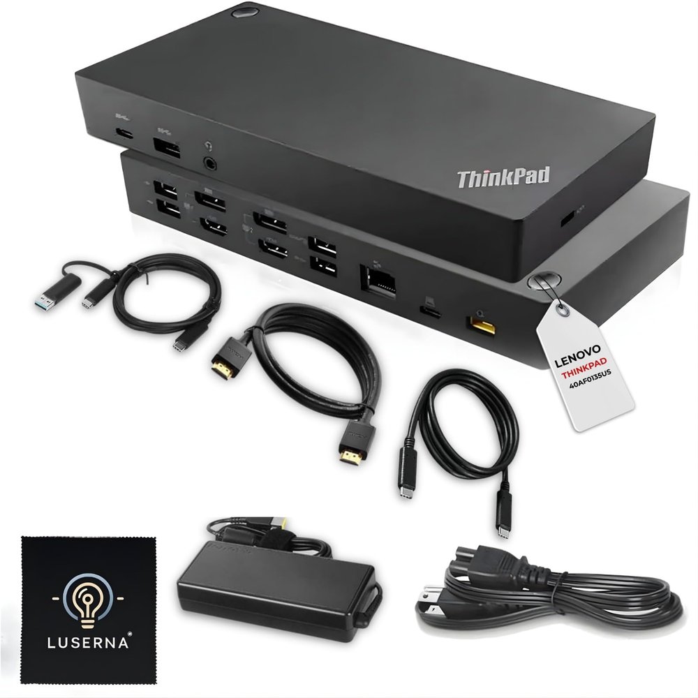 Lenovo 40AF0135US Thinkpad Docking Station Dual Monitor Hybrid USB-C with USB-A | Comes with 135W, HDMI, DP, USB C to A Cables