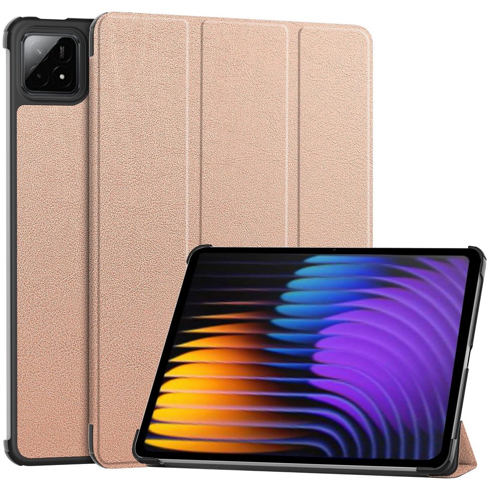 DWaybox Case for Xiaomi Poco Pad X1 11.2 inch 2025 Model, Folio Slim Smart Cover with Multi-Angle Stand, Lightweight Hard Shell, Auto Wake/Sleep & Shockproof Protection -Rose Gold