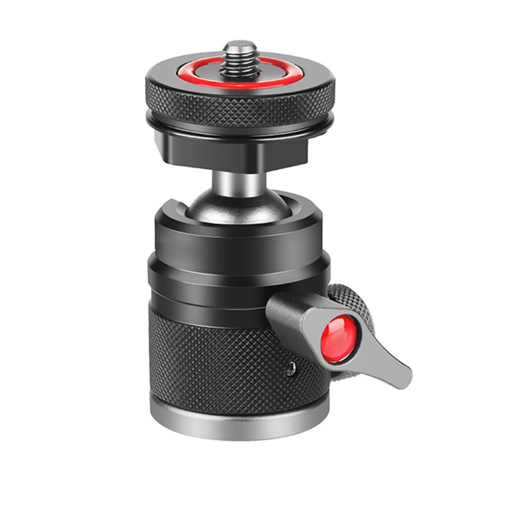 BallHead Tripod Head with Locking Knob 360Rotatable BallHeads Camera Mount Adapter 1/4 Screw 3/8Threaded Hole Cold Shoe Mount