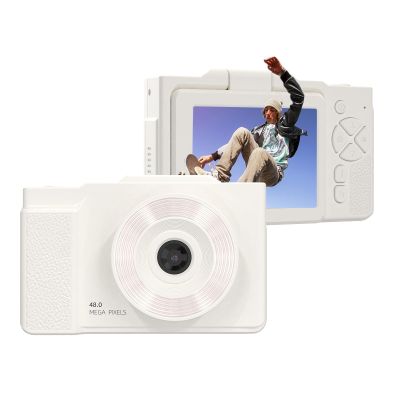 Acouto 48MP 1080P Digital Camera for Teens, Auto Focus 16X Zoom with LED Fill Light, 2.8 Inch Rotatable Screen, for Students, Friends with 4 Games, MP3 Player (White)