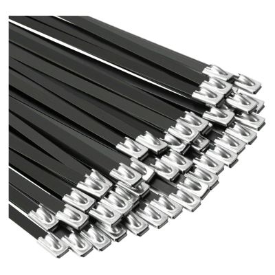100pcs Multi-Purpose Stainless Steel Coated Self-Locking Cable Ties, Heavy-Duty Zipper Fastener Organizer(4.6x300mm)