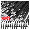 100pcs Multi-Purpose Stainless Steel Coated Self-Locking Cable Ties, Heavy-Duty Zipper Fastener Organizer(4.6x300mm) view 2