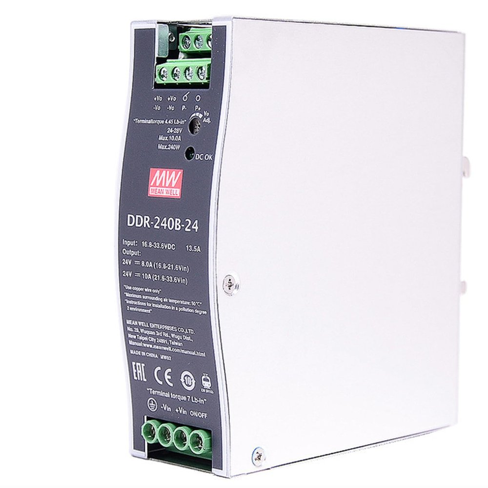 Mean Well 240W DIN Rail Type DC-DC Converter Large Bench Computer Power Supplies SFX PSU Pc Power Supply Fully Modular 24V 10A (DDR-240B-24 24V/10A/240W/DIN Rail Power)