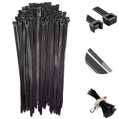 12 Inch Heavy Duty Zip Ties, 0.3 Inch Wide 120LBS Tensile Strength, Self-Locking Black Nylon Cable Ties for Outdoor Indoor Use, Home Office Garden Automotive Wire Cord Management,by VIKTONIK