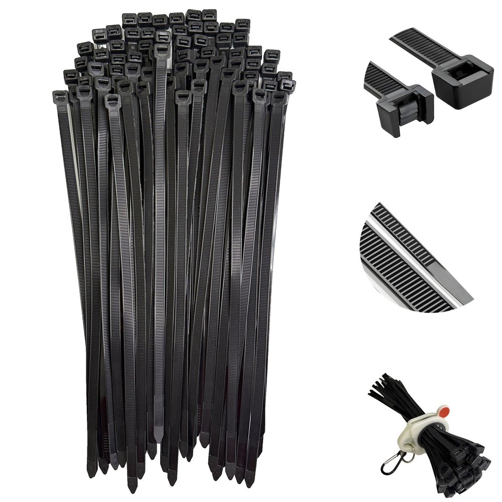 12 Inch Heavy Duty Zip Ties, 0.3 Inch Wide 120LBS Tensile Strength, Self-Locking Black Nylon Cable Ties for Outdoor Indoor Use, Home Office Garden Automotive Wire Cord Management,by VIKTONIK