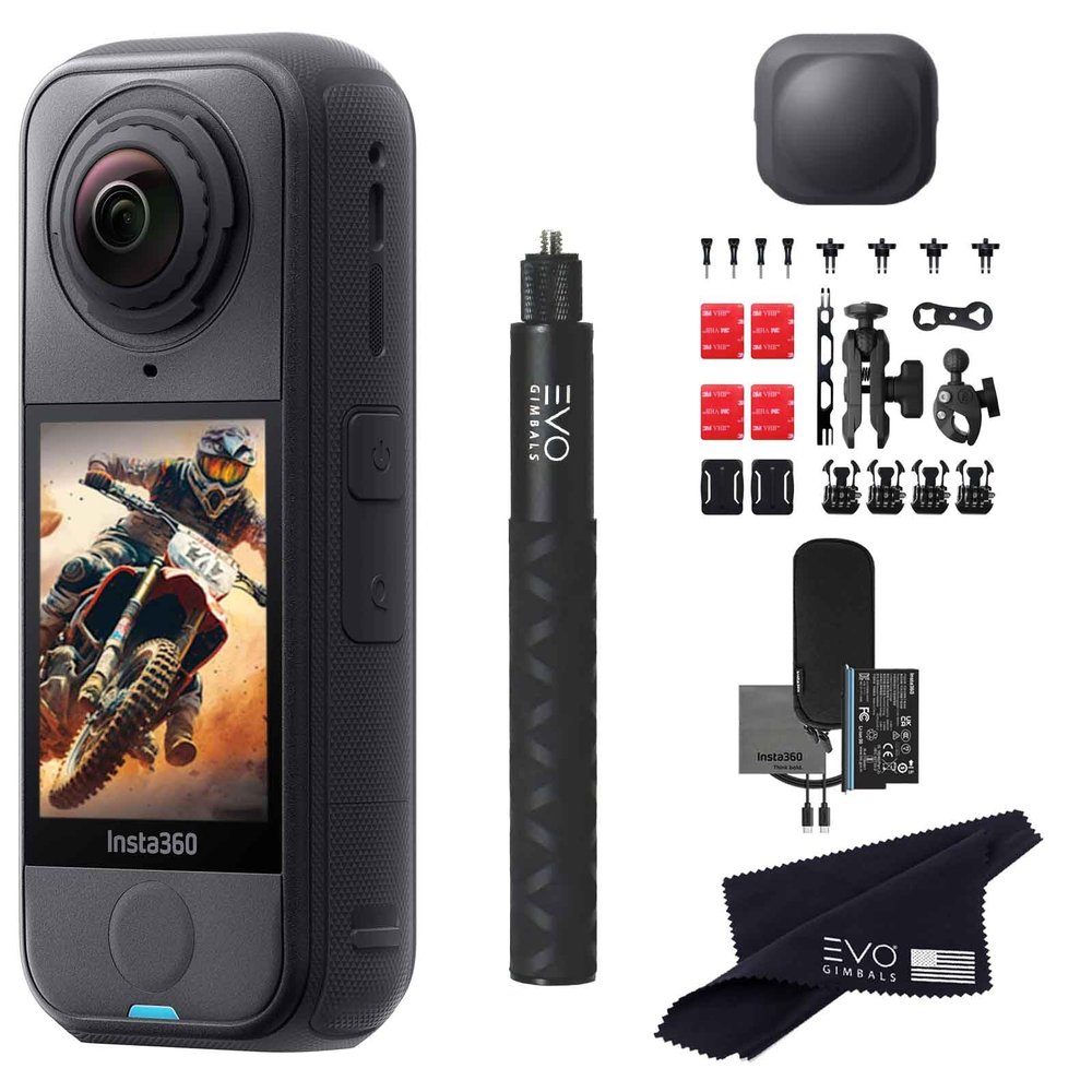 Insta360 X4 Air Motorcycle Bundle | Lightest 8K 360 Waterproof Action Camera for Epic Adventures, Replaceable Lenses| Bundle Includes Invisible Selfie Stick, Lens Cap, Motorcyle Bundle