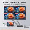 8K HDMI Splitter 1 in 4 Out,4k@120Hz 1X4 hdmi 2.1 Splitter Support 8k@60Hz,4:4:4,48 Gbps,EDID,Auto Down Scaler,8K & 4K or 1080P Sync HDCP 2.3, VRR, HDR10+ for PS5Laptop,HDTV,Projector view 2